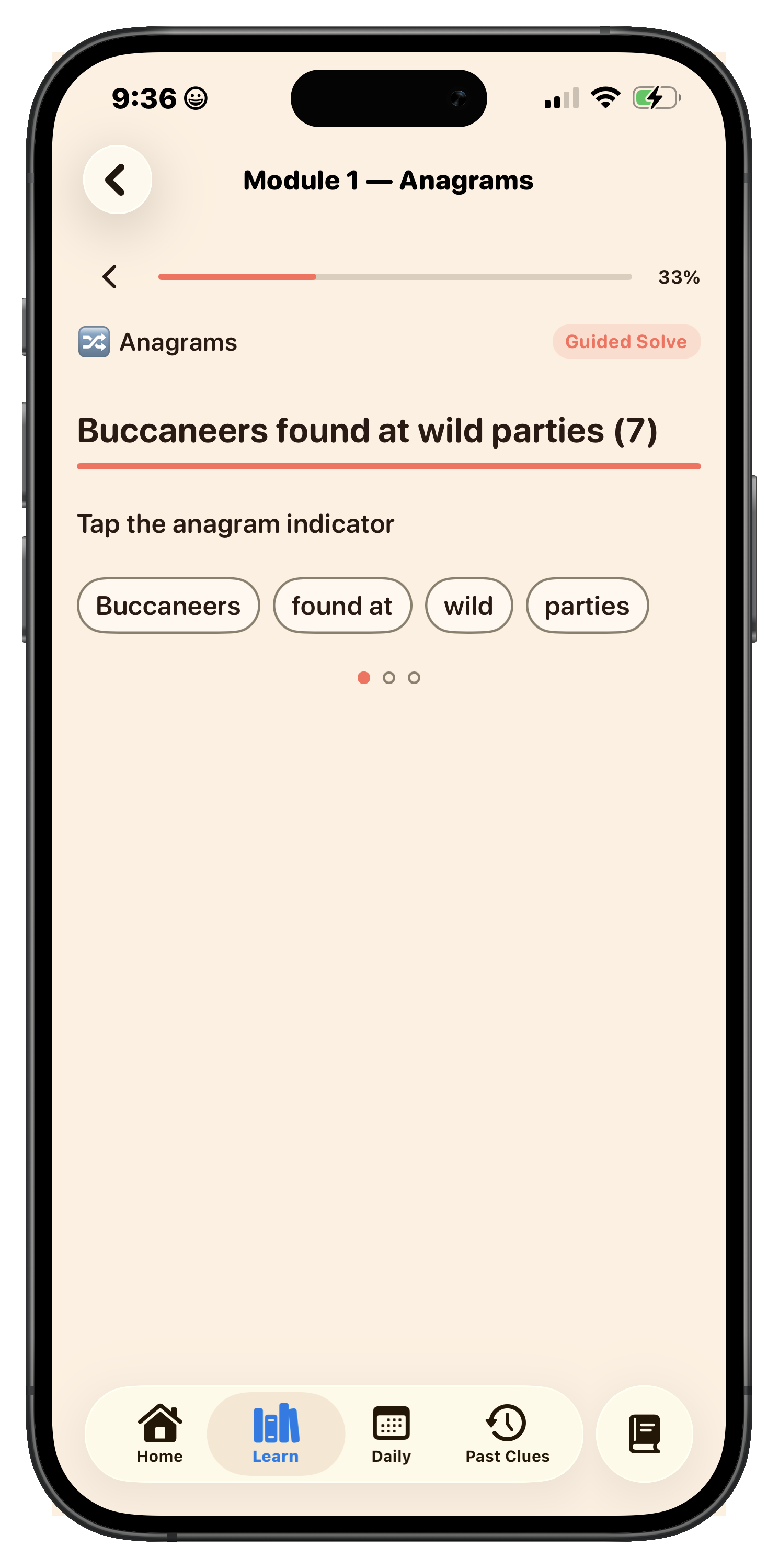 Guided Solve screen